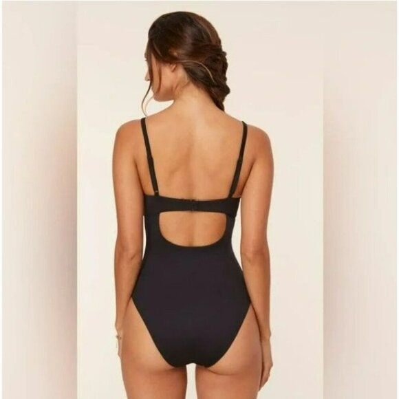 Andie The Symi Ruched Black Medium Classic One Piece Swimsuit - Picture 5 of 7